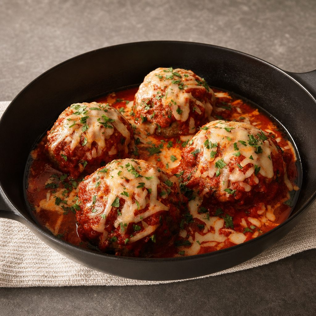 Meatballs with Sauce & Mozzarella.
