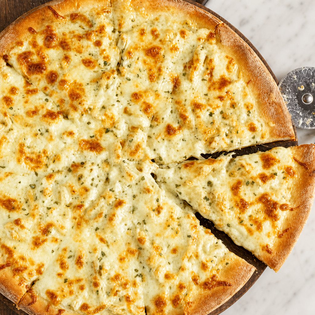 Chicken Alfredo Zing Pizza.