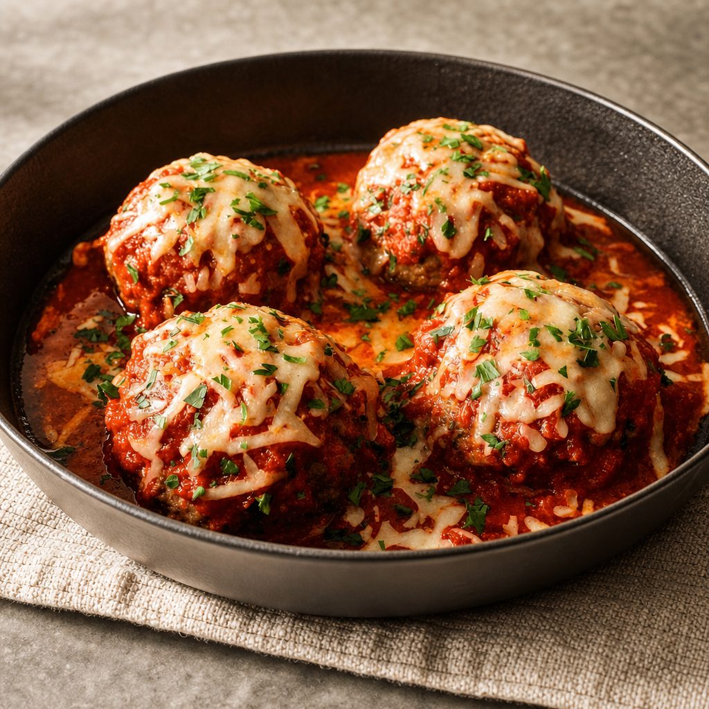 Meatballs with Sauce & Mozzarella.