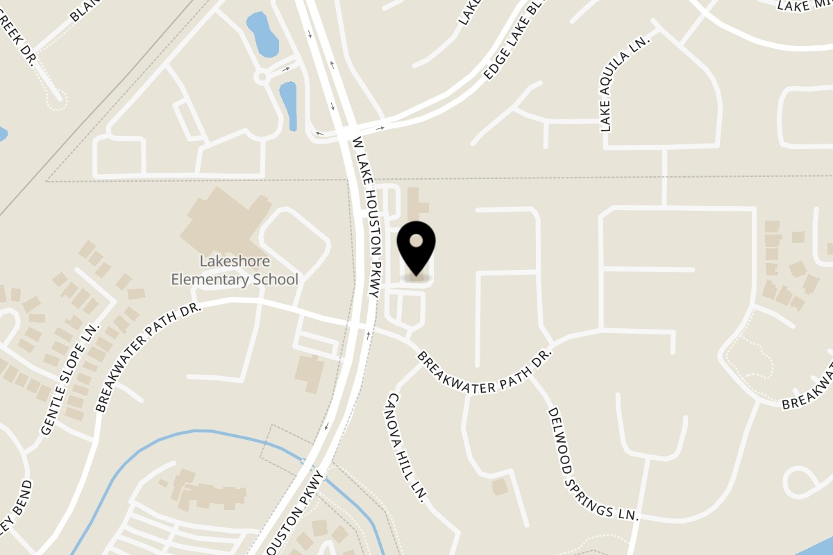Map showing the location of New York Grand Pizza on 16430 W Lake Houston Pkwy #800 in Houston